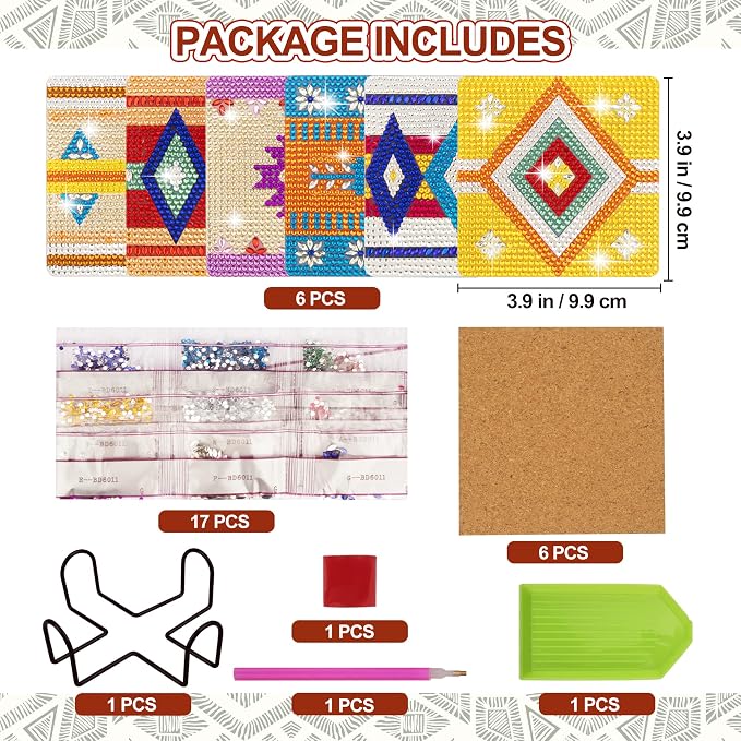 Temlum 6 Pcs Diamond Painting Coasters - Image 2