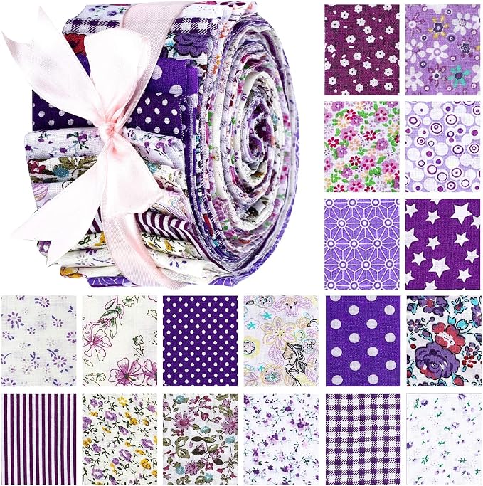 Kingdder Jelly Fabric Quilting Strips, Patchwork Roll 2.55 Inch Roll up Cotton by Kingdder