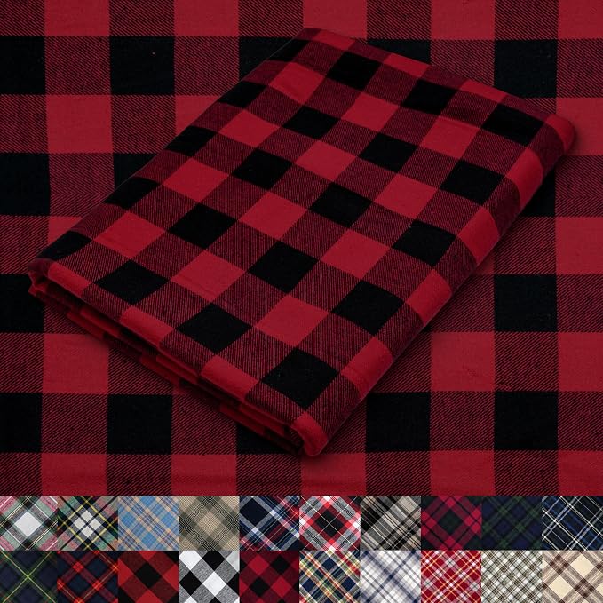 Pico Textiles 3 Yards Bolt Red and Black Buffalo Plaid Checkered Flannel Fabric by PicoTextiles