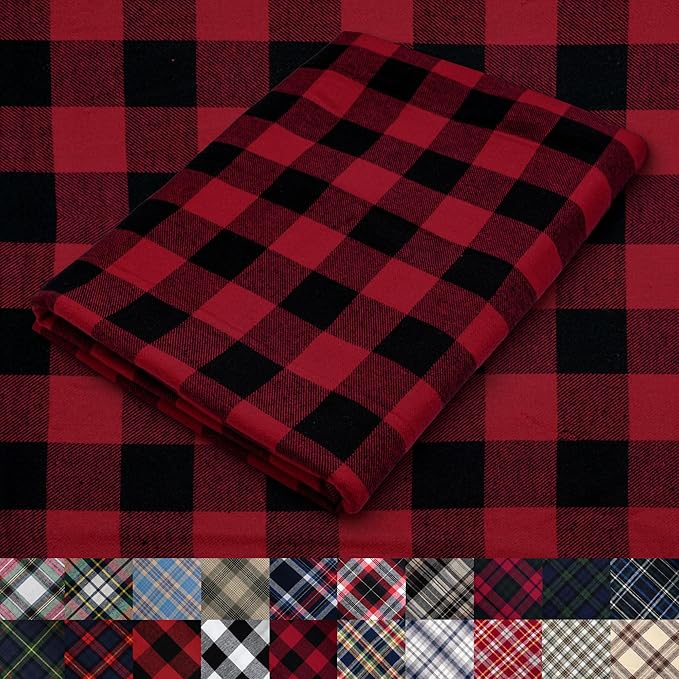 Pico Textiles 20 Yards Bolt Red and Black Buffalo Plaid Checkered Flannel Fabric by PicoTextiles