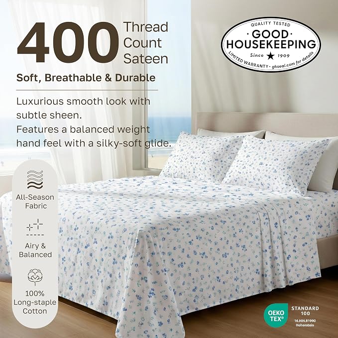 California Design Den Soft King Size 100% Cotton Sheet Sets, 400 TC Good - Image 3