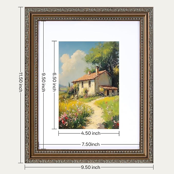 eletecpro 8x10 Vintage Picture Frame, Glass Cover, Horizontal or Vertical - Image 3