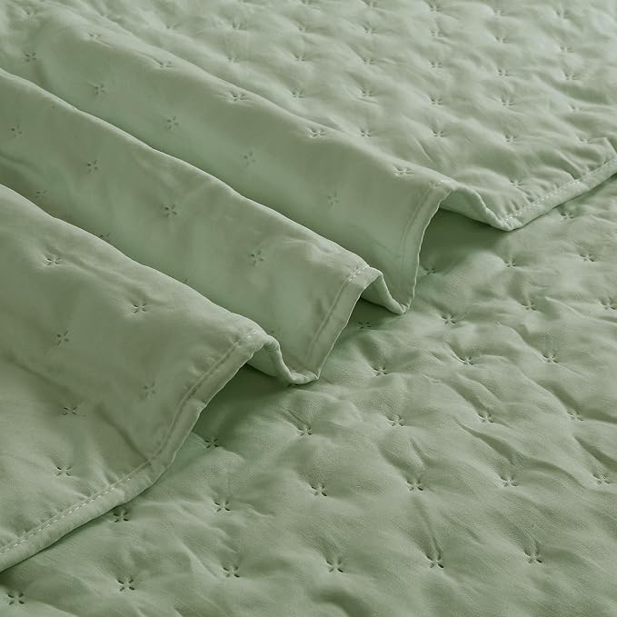 ROARINGWILD Sage Green Oversized King Size Quilt Bedding Set, California Cal - Image 7