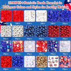 UPINS Patriotic Bracelet Making Kit Red White Blue Beads - Image 2