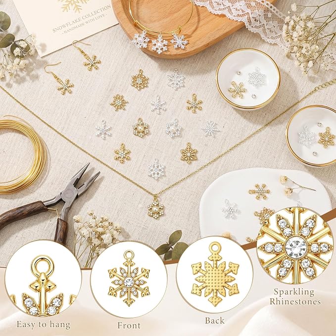 Landical 50 Pcs Winter Snowflake Charms - Image 5