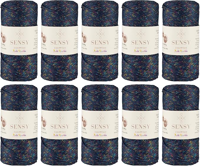 10 Skeins of Sensy Premium 2mm 251 Yards Sparkle Polyester Rope 90% by SSENSY