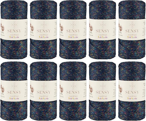 10 Skeins of Sensy Premium 2mm 251 Yards Sparkle Polyester Rope 90% by SSENSY