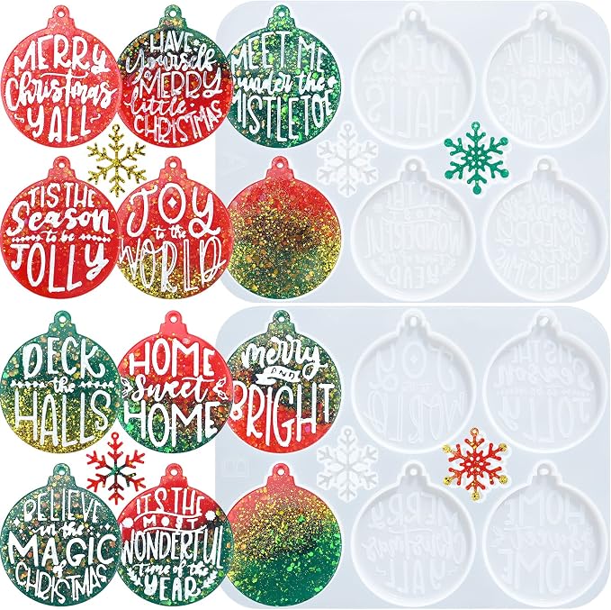 Sakolla Christmas Resin Molds 2 Pack Christmas Silicone Molds Ornaments Resin by Sakolla