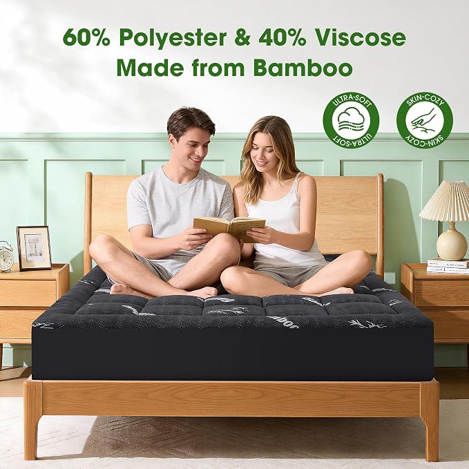 Mattress Pad Queen Size, Cooling Pillow Top Mattress Topper, Ultra Soft Viscose - Image 3