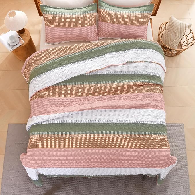 Litanika King Size Quilt Set Pink, Soft Lightweight Polyester Comforter Bedding - Image 3