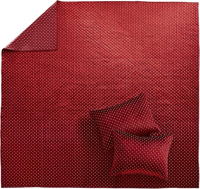 Levtex Home - Cross Stitch Velvet Red Quilt Set - King Quilt + Two King Pillow - Image 5