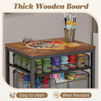 Rolling Cart with Drawers, 5-Drawer Storage Cart on Wheels with Vintage Wooden - Image 4