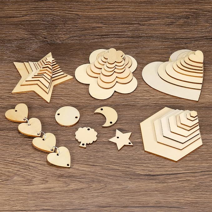 PATIKIL 25mm Wooden Flowers, 50 Pack Unfinished Wood Flowers Blank Wooden - Image 5