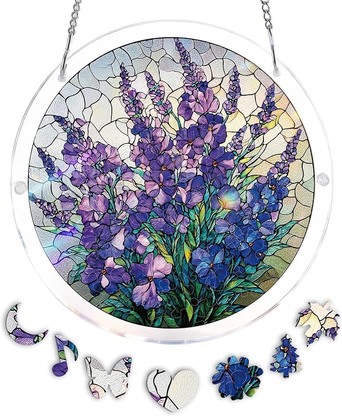 Acrylic Puzzle Suncatcher, Lavender Shimmer Purple Sun Catcher by Unknown