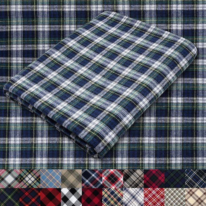 Pico Textiles 3 Yards Bolt Green and Blue Tartan Plaid Flannel Fabric by PicoTextiles