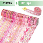 Mr. Pen- Washi Tape Set, 21 Rolls, Floral Pink | 5.5 Yards/Roll, Washi Tape - Image 2