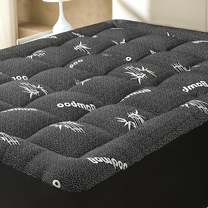 Twin Size Mattress Topper Viscose Derived from Bamboo, Soft Thick Pillow Top by SurChic