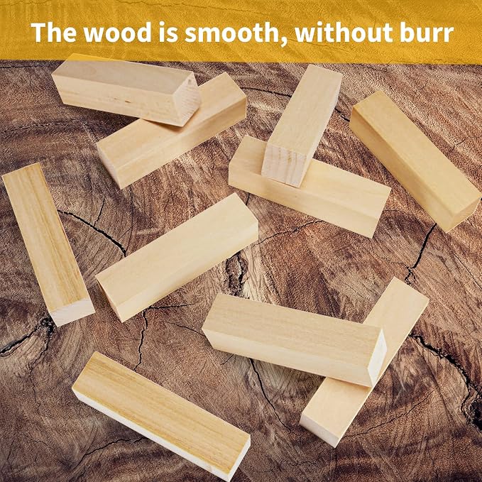 10 Pack Basswood Carving Blocks, Unfinished Wood Whittling Blocks - Image 5