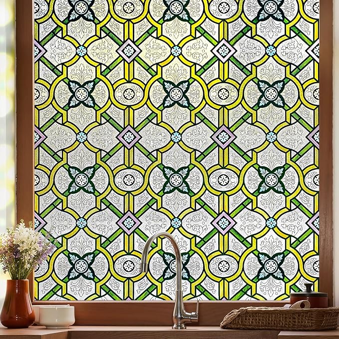 3D Stained Glass Window Film, Decorative Window Privacy Film by ADDHERES