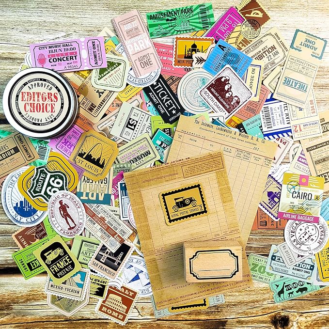 Prstincol 300 Pcs Vintage Travel Stickers Ticket Stickers - Image 6