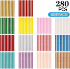 KEILEOHO 280 PCS Colored Glitter Hot Melt Glue Sticks, 14 Colors Mini Glue - Image 6