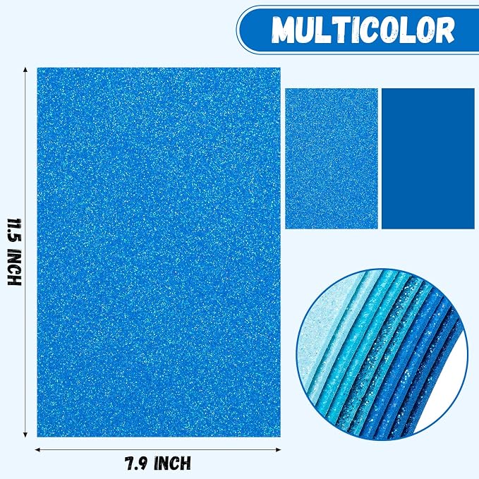 10 Pack Glitter Foam Sheets Craft 8 x 12 inch | 5 Colors Sparkles Foam Paper - Image 2