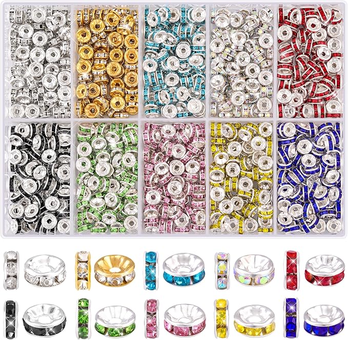 800 pcs 6mm Spacer Beads for Jewelry Making | Rondelle Bead Spacers Box Sparkle by TINKRSTUFF