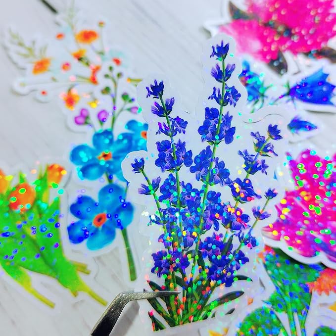 Bleidruck 25 Sheets Glitter Clear Holographic Laminate Sheet Adhesive Paper | - Image 4