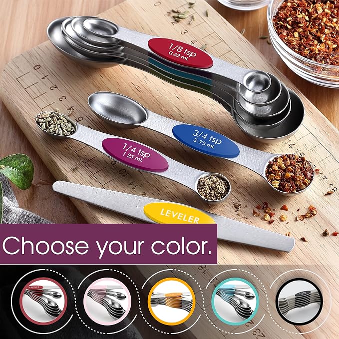 Spring Chef Multicolor Stainless Steel Magnetic Measuring Spoons Set of 8 - Image 6