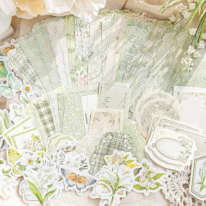OKUPAN Vintage Floral Scrapbook Supplies Kit - Image 2