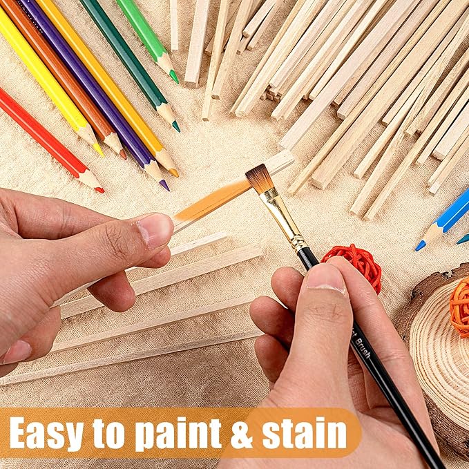 250Pcs Balsa Wood Sticks, Square Wooden Dowels Hardwood Square Dowels | 1/8 - Image 6