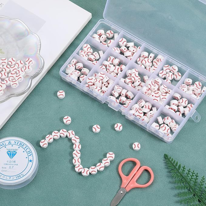 100pcs Baseball Spacer Loose Beads Sports Ball Polymer Clay Beads DIY Jewelry - Image 4