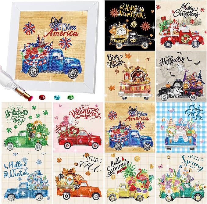 Trandraft 13 Pcs Truck Seasonal Diamond Art Kits by Trandraft