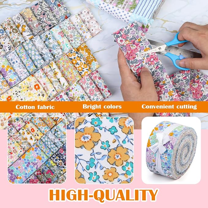 45PCS Fabric Jelly Rolls, Jelly Roll Fabric Strips - Image 3