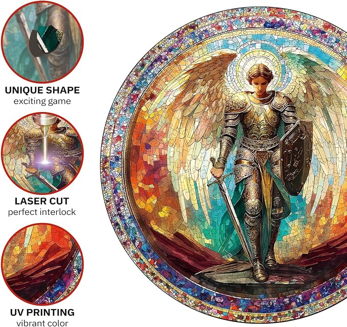 Jigfoxy Wooden Puzzles for Adults, Archangel Michael Wood Puzzles Adult - Image 3