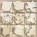 45 Pack Unfinished Wooden Ocean Sea Animals Cutouts by Cregugua