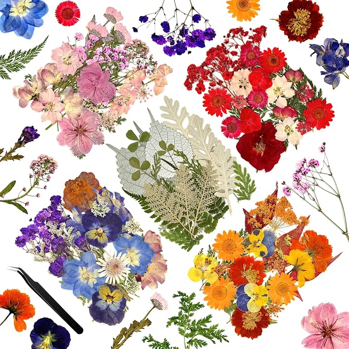 110Pcs Dried Flowers for Crafts, Pressed Flowers for Resin Molds, Dry Flowers by Wellcometowyegey