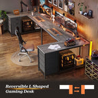 PRAISUN 53" L Shaped Desk with Power Outlets & USB-C Port, Reversible Computer - Image 9