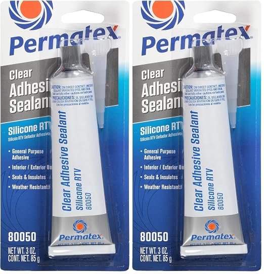 Permatex 80050 Clear RTV Silicone Adhesive Sealant, 3 oz by Permatex