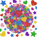 1000PCS Glitter Foam Stickers, Colorful Heart & Star Stickers, Self-Adhesive by Unknown