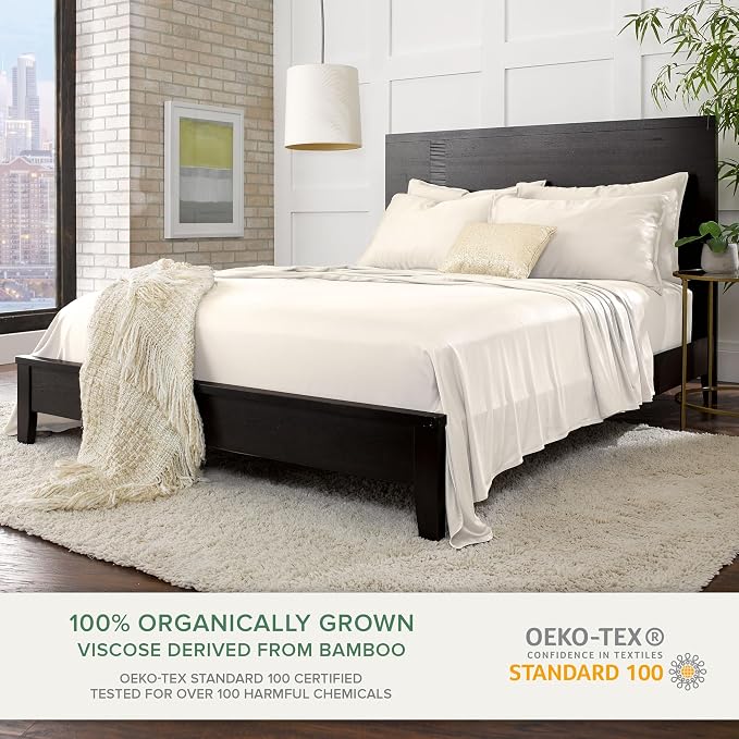 Pure Bamboo Queen Sheets, Genuine 100% Organic Viscose Derived from Bamboo Bed - Image 2