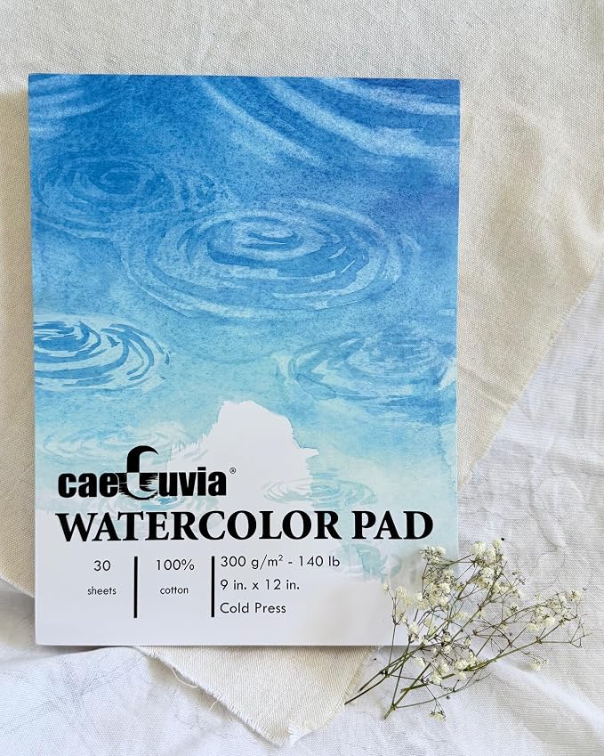 Caeluvia 100% Cotton Watercolor Paper Pad 9x12 Inch, 30 Sheets, 140lb Cold - Image 2