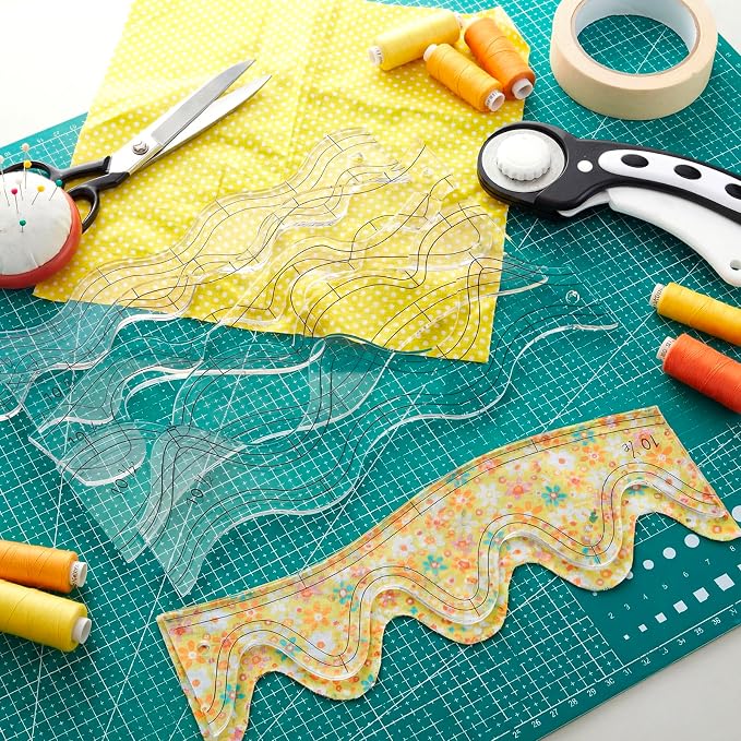 Kigley 6 Pcs Free Motion Quilting Templates Waves Acrylic Quilting Rulers - Image 6