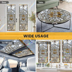 Stained Glass Window Privacy Film: Non-Adhesive Sun and Landscape Mosaic Design - Image 8