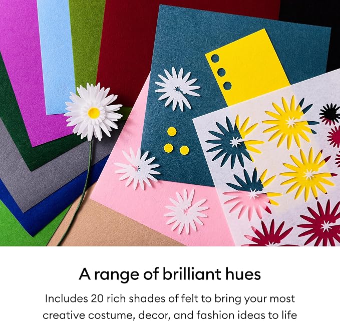 Cricut® Felt Sheets, Rainbow Sampler – 12 in x 12 in | Compatible - 1mm Felt - Image 8
