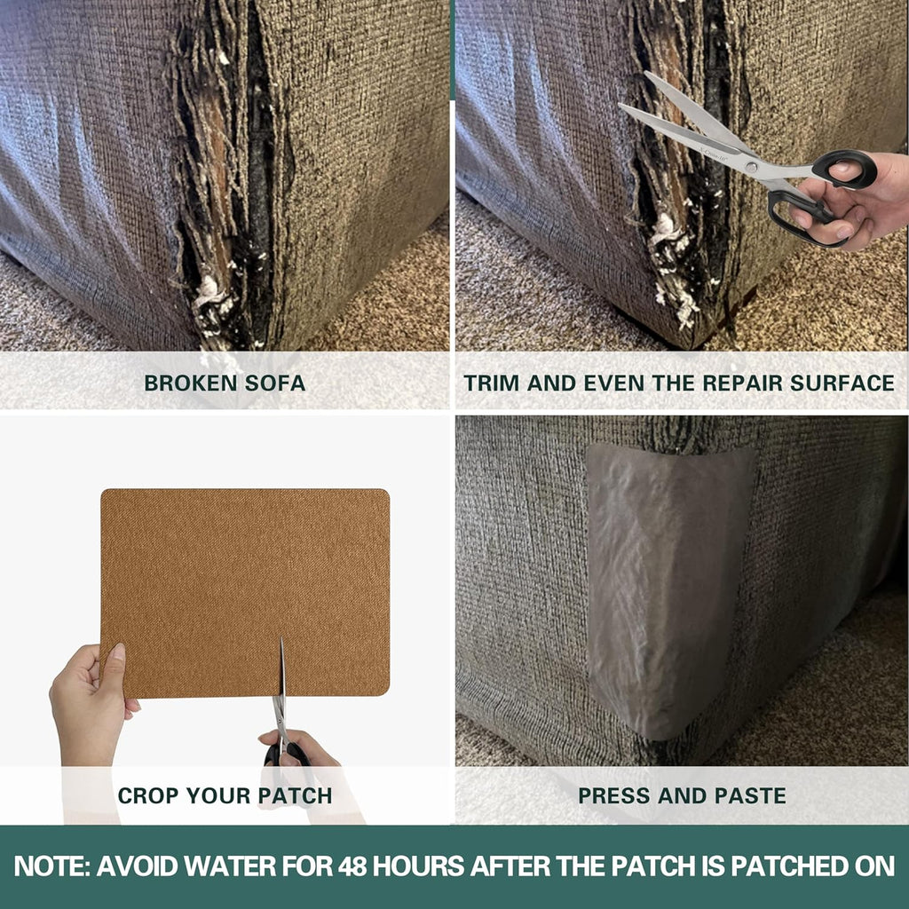 Azobur Couch Patch Repair Fabric,Microfiber Fabric, Self-Adhesive, for Sofa Repair and Upholstery, 2 Pieces, 9.5 x 11 inches (Brown)