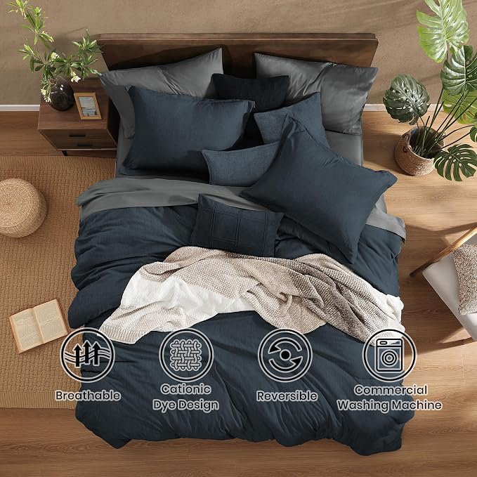Monbix King Size Comforter Set, King Comforter Set 7 Pieces, Cationic Dyeing - Image 2