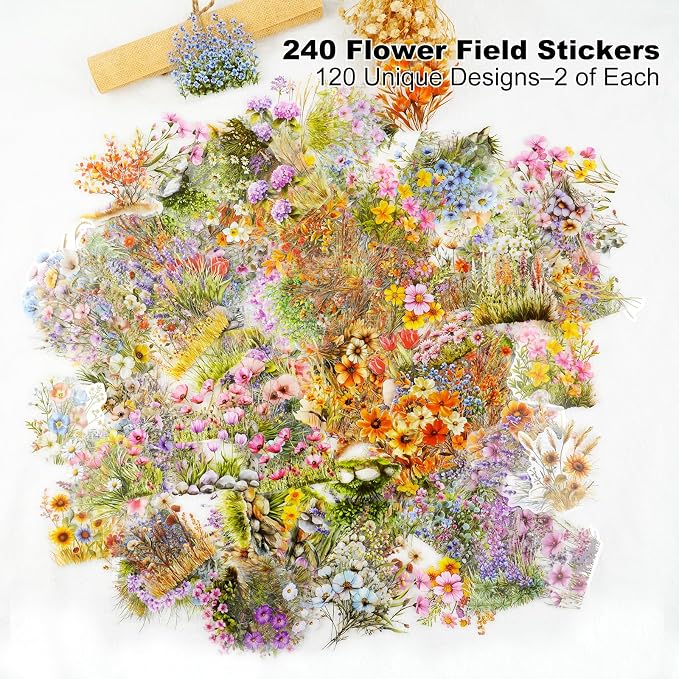 240PCS Floral PET Stickers – Die-Cut Botanical Landscape Stickers - Image 2