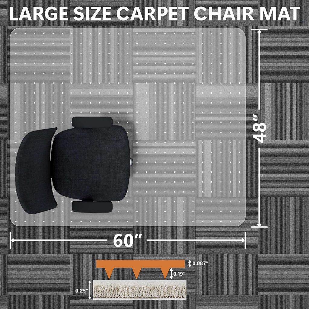 Large Chair Mat for Carpet, Easy Glide Plastic Carpet Floor Protector Mat for Office Chairs for Work & Home