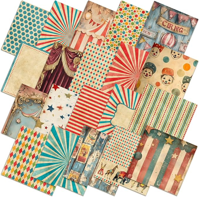 HunnmingRe 20 Pcs 10''x10'' Vintage Carnival Quilting Fabric Square Precuts by HunnmingRe